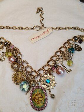 Jinger Adams “Go Baroque” Charm Necklace – Washed Gold Tone – NWT